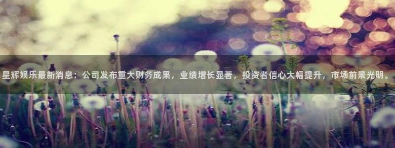 聚富welcome凯捷平台：星辉娱乐最新消息：公司发布重大财务成果，业绩增长显著
